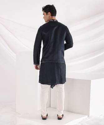 Midnight Blue Autumn Nehru Jacket Set 2