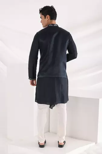 Midnight Blue Autumn Nehru Jacket Set