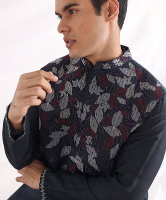 Midnight Blue Autumn Nehru Jacket Set 3