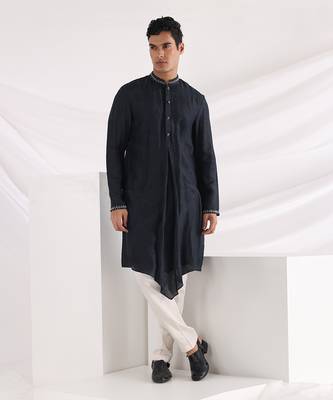 Midnight Blue Autumn Nehru Jacket Set 4