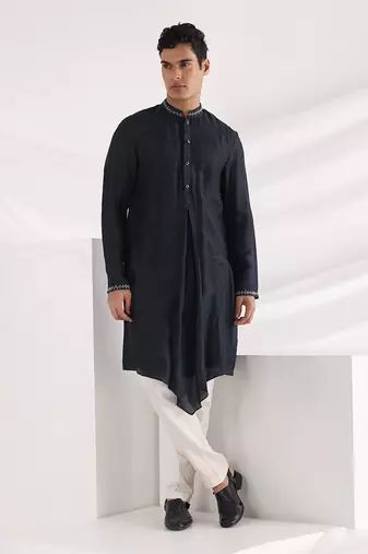 Midnight Blue Autumn Nehru Jacket Set