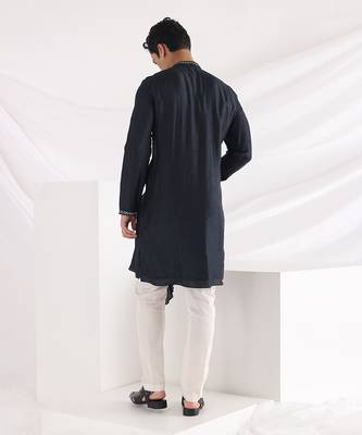 Midnight Blue Autumn Nehru Jacket Set 5
