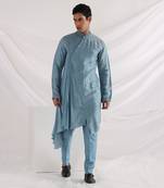 Blue Zeus Pleated Kurta Set