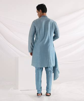 Blue Zeus Pleated Kurta Set 4