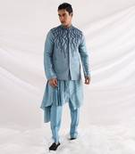 Blue Wave Nehru Jacket Set
