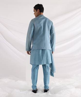 Blue Wave Nehru Jacket Set 3