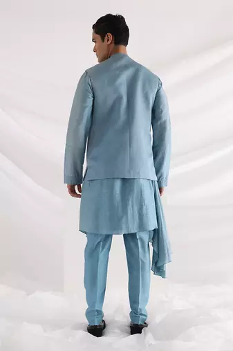 Blue Wave Nehru Jacket Set