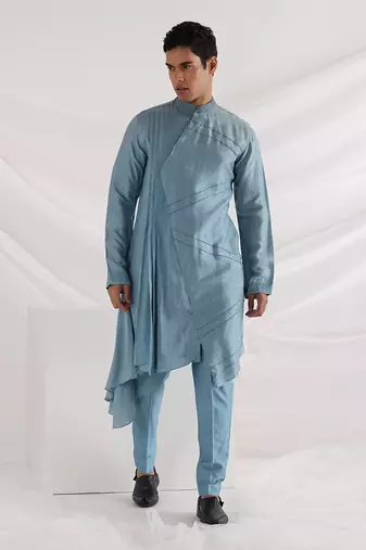 Blue Wave Nehru Jacket Set