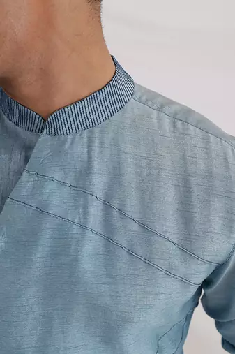Blue Wave Nehru Jacket Set
