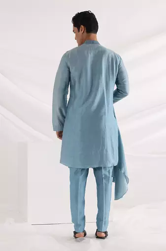 Blue Wave Nehru Jacket Set