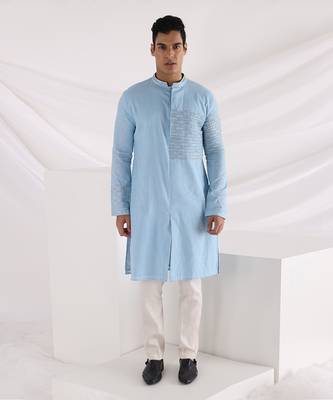 Sky Blue Caspian Corded Kurta Set 1