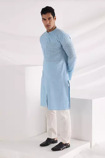 Sky Blue Caspian Corded Kurta Set