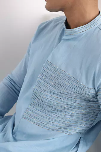 Sky Blue Caspian Corded Kurta Set