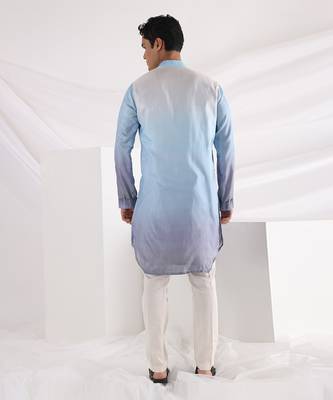 Blue Avel Ombre Nehru Jacket Set 2