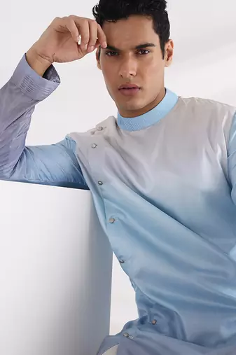 Blue Avel Ombre Nehru Jacket Set