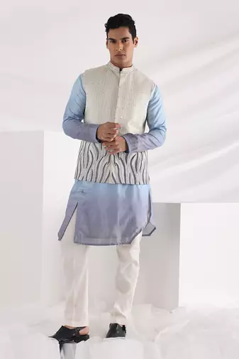 Blue Avel Ombre Nehru Jacket Set