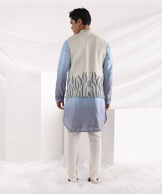 Blue Avel Ombre Nehru Jacket Set 5