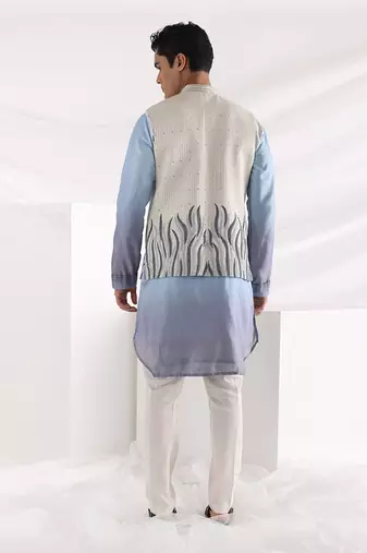 Blue Avel Ombre Nehru Jacket Set