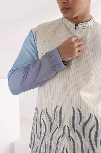 Blue Avel Ombre Nehru Jacket Set
