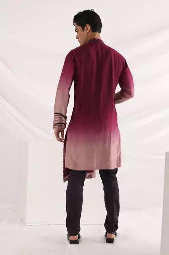 Magenta Carmine Corded Kurta Set