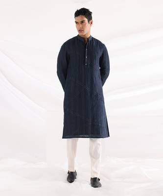 Black Azure Zigzag Kurta Set 1