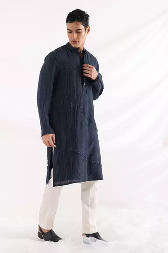 Black Azure Zigzag Kurta Set