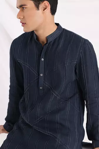 Black Azure Zigzag Kurta Set