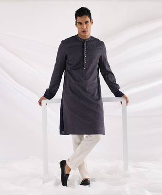 Midnight Blue Threadwork Kurta Set 1