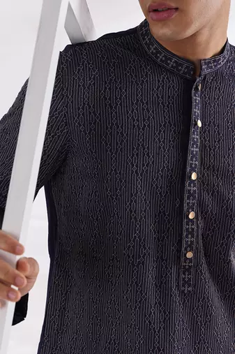 Midnight Blue Threadwork Kurta Set