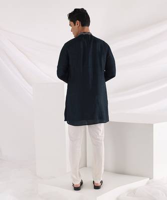 Navy Cowl Kurta Set 3