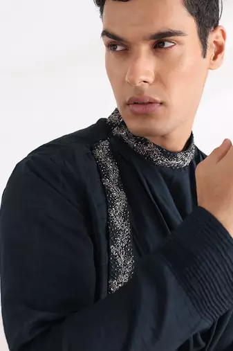 Navy Cowl Kurta Set