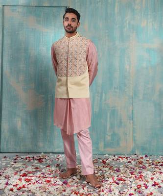 Beige Kryta Nehru Jacket Set 1