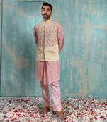 Beige Kryta Nehru Jacket Set