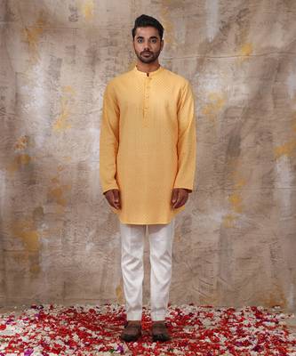 Yellow Suvan Nehru Jacket Set 5