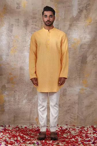 Yellow Suvan Nehru Jacket Set
