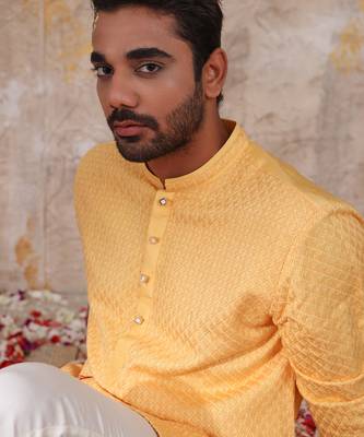Yellow Suvan Nehru Jacket Set 6