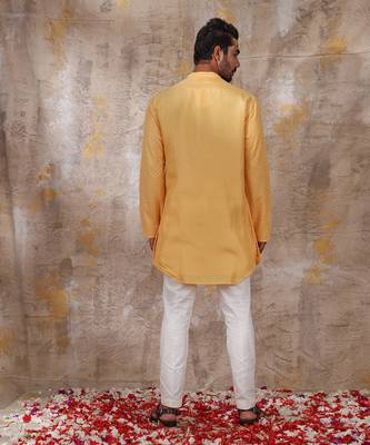 Yellow Suvan Nehru Jacket Set 7