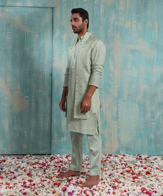 Pista Green Kavan Nehru Jacket Set 2