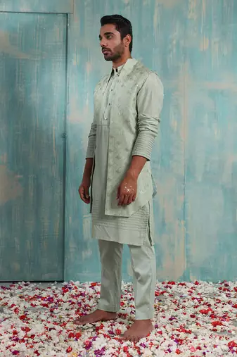 Pista Green Kavan Nehru Jacket Set