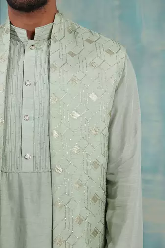 Pista Green Kavan Nehru Jacket Set