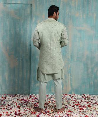 Pista Green Kavan Nehru Jacket Set 4