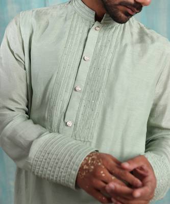 Pista Green Kavan Nehru Jacket Set 6
