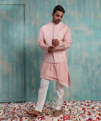 Pink Aadvay Nehru Jacket Set 1