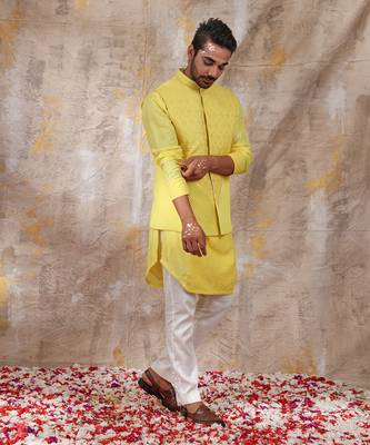 Yellow Dyutit Nehru Jacket Set 2