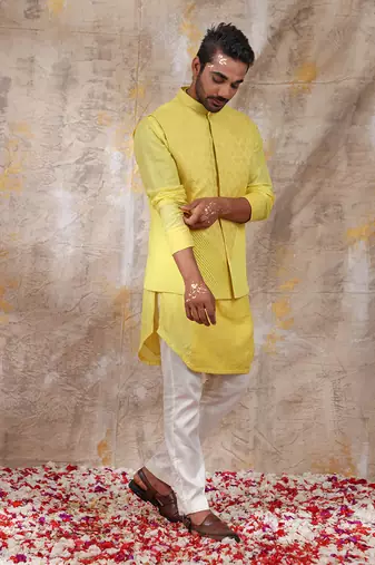 Yellow Dyutit Nehru Jacket Set