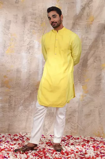 Yellow Dyutit Nehru Jacket Set