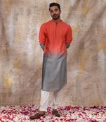 Orange And Grey Vihaan Kurta Set