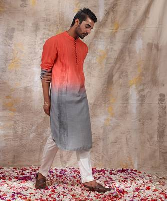 Orange And Grey Vihaan Kurta Set 2