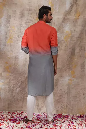 Orange And Grey Vihaan Kurta Set