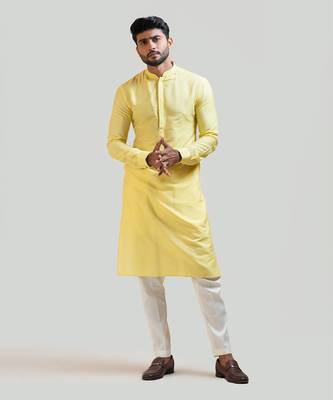 Yellow Silk Kurta Set 1